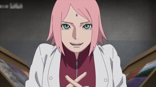 Di Boruto Bab 283, Sasuke menggandeng tangan Sakura dan memasangkan cincin kawin di jari manis Sakur