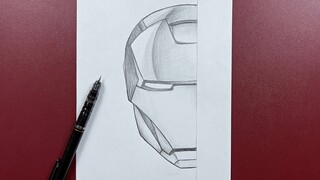 How to draw iron-man half face | Marvel sketch