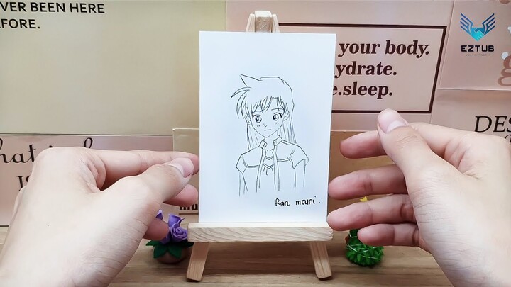 Sketching Ran sadly misses Shinichi | Ran's sad portrait sketch