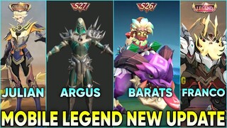 BARATS SEASON 26 SKIN, ARGUS ANNUAL SEASON SKIN, FRANCO LEGEND SKIN - MLBB UPCOMING SKIN 2022