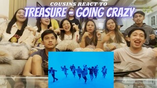 COUSINS REACT TO TREASURE - 미쳐가네(Going Crazy) PERFORMANCE FILM