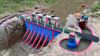 用强大的装置在小溪上建造微型水电