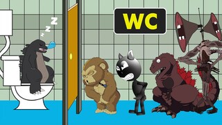 GODZILLA vs SHIN GODZILLA, Kong, Cartoon Cat,Siren Head : WC Battle | Funny Godzilla Animation Skill