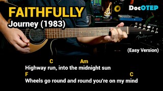 Faithfully - Journey (Easy Guitar Chords Tutorial with Lyrics)