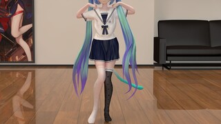 Memperbaiki setelan pelaut kain kimono gadis kucing xi hitam dan putih Hatsune MIKU·MMD