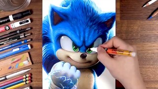 Drawing Sonic the Hedgehog using colored pencils - Part 7