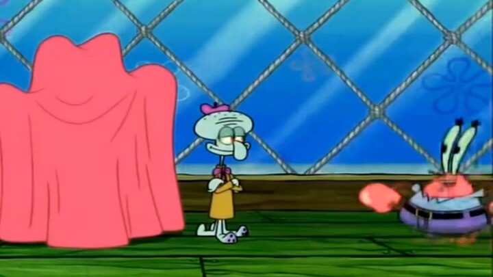 Squidward’s artwork and the cheerful BGM exploded instantly, and Mr. Krabs was furious!