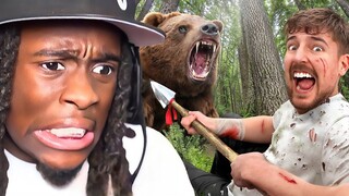 Kai Cenat Reacts to MrBeast $10,000 Every Day You Survive In The Wilderness