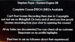 Stephen Pope course - Kontent Engine DB download