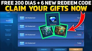 FREE 200 DIAMONDS + 6 NEW REDEEM CODES || MOBILE LEGENDS BANG BANG