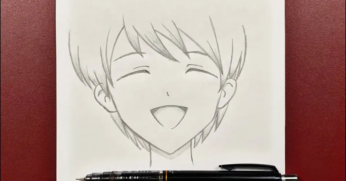 Easy anime drawing | how to draw cute anime boy laughing step-by-step -  Bilibili