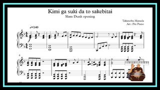 Kimi ga suki da to sakebitai - Slam Dunk opening | Piano sheet music