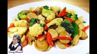 ผัดผักรวมมิตร เห็ดออรินจิ : Stir Fry Mix vegetable with Oyster Mushrooms l Sunny Thai Food