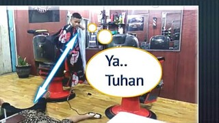 prank potong rambut tiba tiba pingsan, prank salon