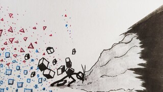 [Painting]Matchman fight drawn by a middle school student