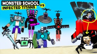 TITAN MONSTER SCHOOL VS INFECTED TITAN CAMERA MAN, TITAN SPEAKERMAN AND SKIBIDI TOILET - MINECRAFT