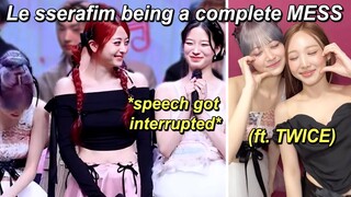 Kazuha's speech got interrupted, LE SSERAFIM being a disaster on Music Shows (ft. TWICE interaction)