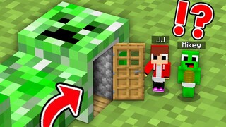 SMALLEST Baby JJ and Mikey inside SECRET CREEPER DOOR in Minecraft Challenge (Maizen Mazien Mizen)