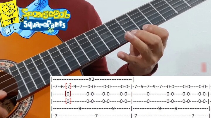 SpongeBob SquarePants ending song fingerstyle guitar tutorial