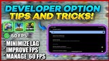 How to Fix Lag in Mobile Legends and in Any Games! (60 FPS) - Developer Option Useful Tricks 2021 ✓