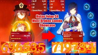 Yelan C4 ft Hutao Most Broken Combo Showcase - Hutao EM vs HP Sands Comparison