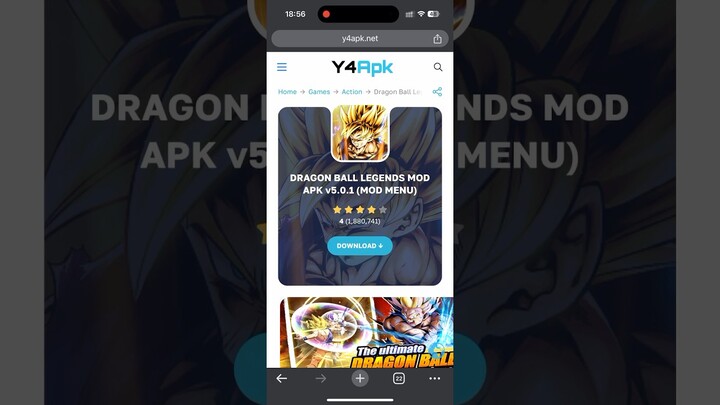 #modapk #แจกเกมโปร DRAGON BALL LEGENDS MOD APK (MOD MENU) #Y4Apk