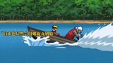 Jiraiya mengajari Naruto cara mendayung perahu menggunakan Rasengan