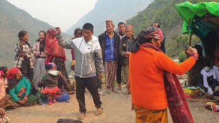 couple dancing in Nepalese style music Panchebaja