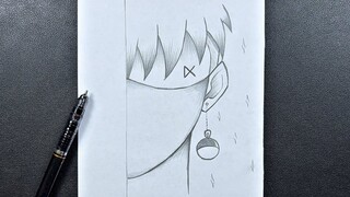 Easy anime sketch | how to draw a boy wearing face mask easy step-by-step