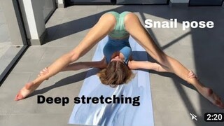 Deep snail pose +variations, relaxing yoga +-- strerching Mila Does yoga sexy vlog