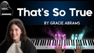 That's So True by Gracie Abrams piano cover + sheet music + lyrics