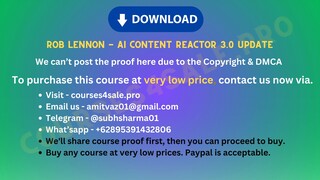 [https://Courses4sale.pro]Rob Lennon - AI Content Reactor 3.0 Update