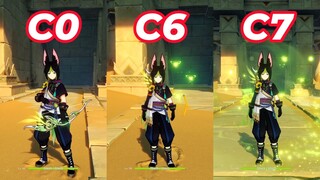 Tighnari C0 vs C6 vs C7 Gameplay Comparison