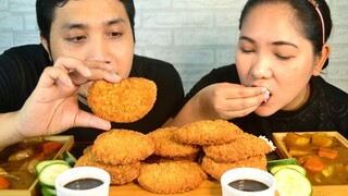 PORK TONKATSU + CURRY SAUCE MUKBANG | ONLINE COLLABORATION WITH @JEM Eats