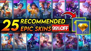 25 RECOMMENDED EPIC SKIN TO BUY WITH 1 💎 | PROMO DIAMOND 2024! - MLBB