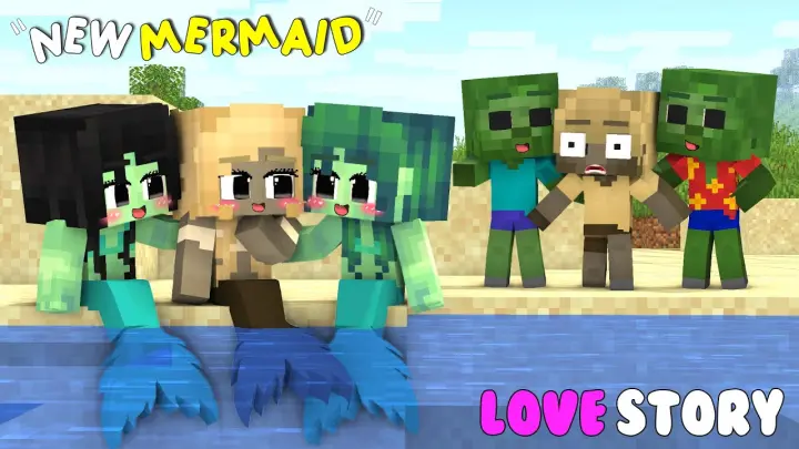 Monster School || CUTE ZOMBIE MERMAID +NEW MERMAID (LOVE STORY) || Minecraft Animation