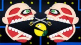 Titan Monster & Attack On Titan Pacman Battle | Stop Motion Game