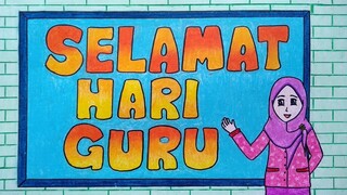 Menggambar poster hari guru || Cara menggambar dan mewarnai poster || Menggambar tema hari buruh