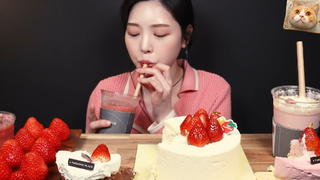 Mukbang một bàn toàn đồ làm từ dâu tây #mukbang #mukbangASMR