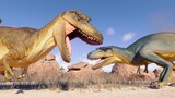 ALBERTOSAURUS vs TRICERATOPS & SINOCERATOPS (DINOSAURS BATTLE)  - Jurassic World Evolution 2