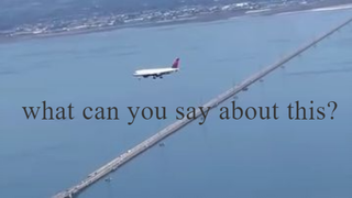 plane stop over the bridge in San Francisco