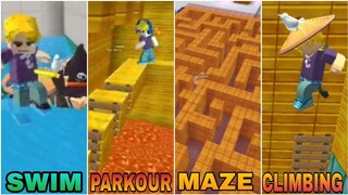 🔴 SKYBLOCK OLYMPICS PARKOUR,WALL CLIMBING,MAZE,SWIMMING AND OBSTACLES😱😱 SKYBLOCK BLOCKMAN GO