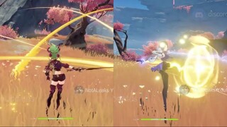 Yelan and Kuki Shinobu Attacks Animation Gameplay