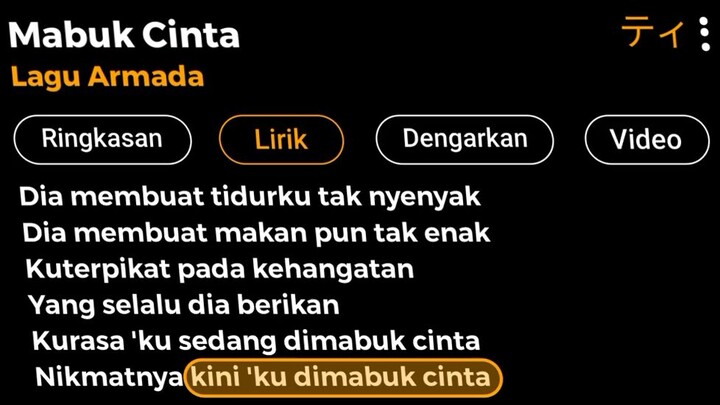 Lirik Mabuk cinta