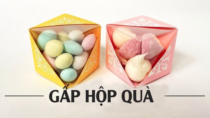 Cách làm hộp quà bằng giấy cực dễ - Cách Gấp Hộp Quà đơn giản Gấp giấy Origami -hộp bằng giấy a4