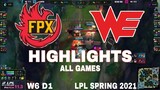 Highlight FPX vs WE (All Game) LPL Mùa Xuân 2021 | LPL Spring 2021 | FunPlus Phoenix vs Team WE