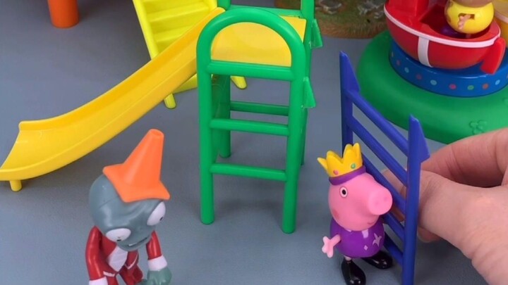 The slide didn't have a ladder. George wanted to play, so he went to George and found a ladder.