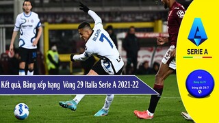 Bảng xếp hạng, Kết quả Vòng 29 Serie A Italia 2021-22