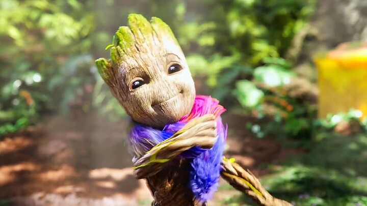 There is only one line in the whole play, and the cute little Groot can understand without subtitles