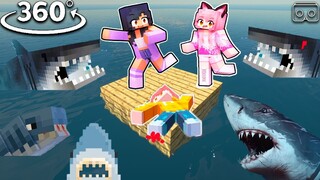 APHMAU and FRIENDS get unstuck on her ONE BLOCK RAFT! - Minecraft 360°